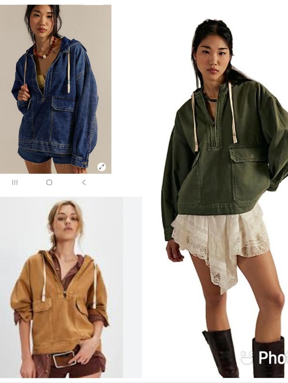 NWT S Free People $235 Casey Canvas Pullover 100% Cotton Olive Jacket